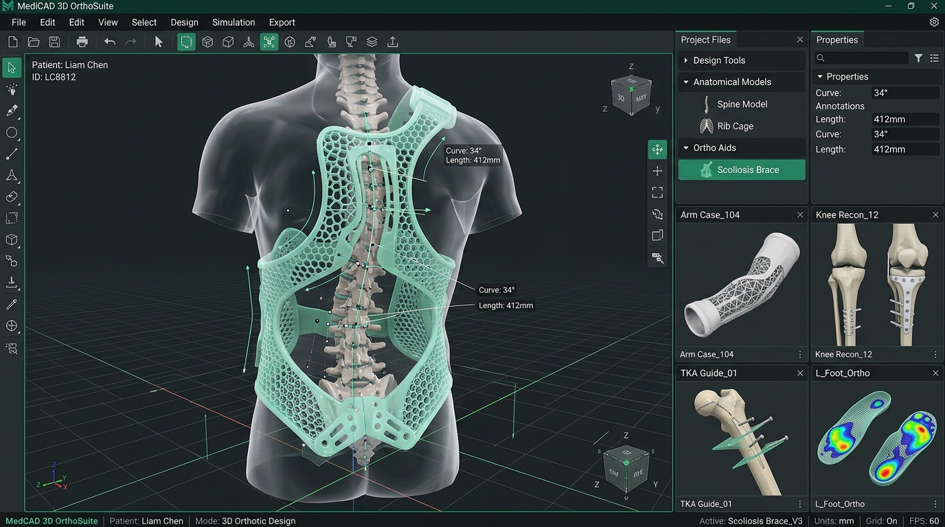 医疗支具 3D 数字化设计软件界面